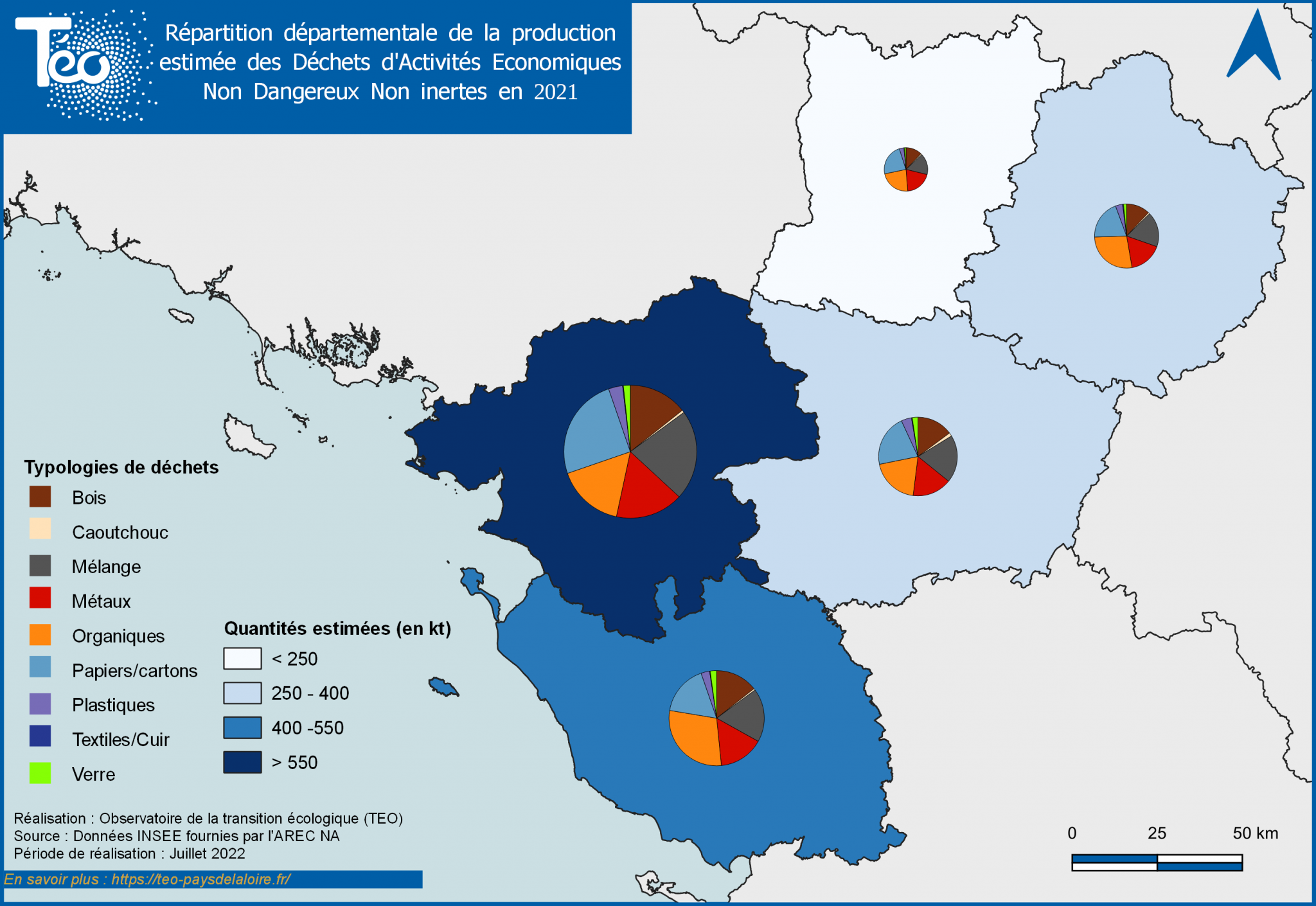 Répartition départementale de la production estimée des Déchets d ...