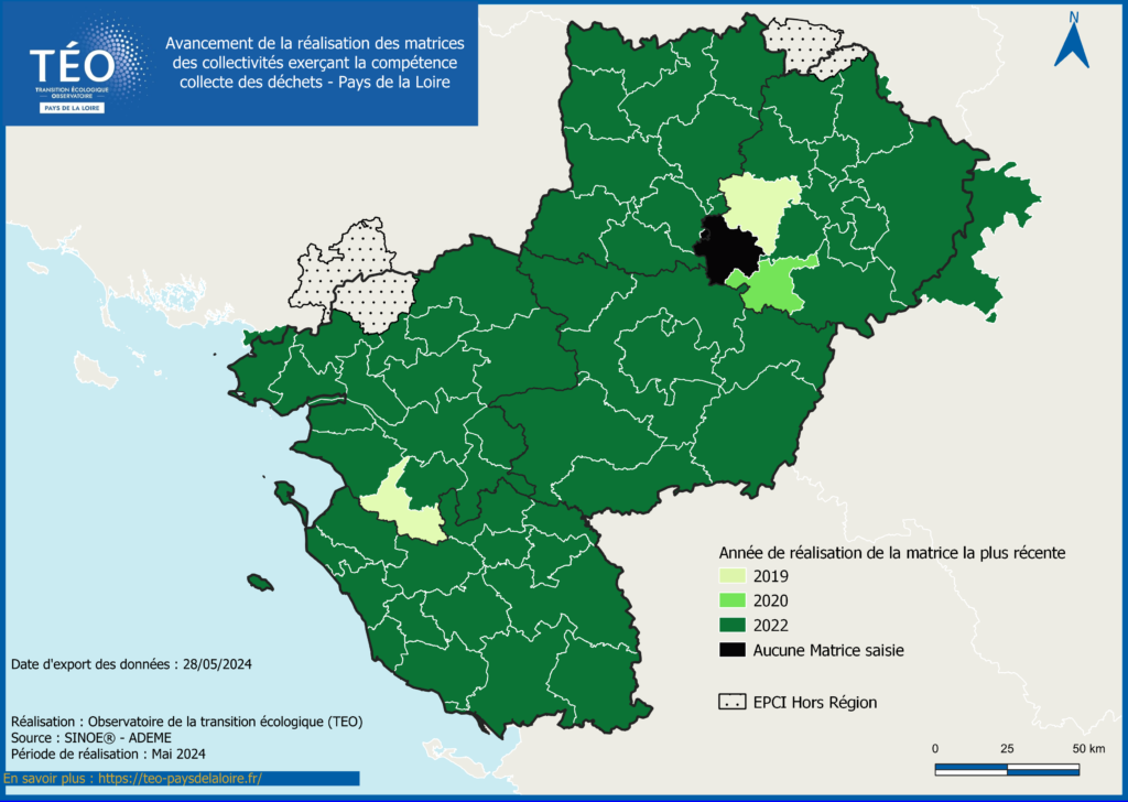 Etat d'avancement des matrices Déchets en Pays de la Loire 2022