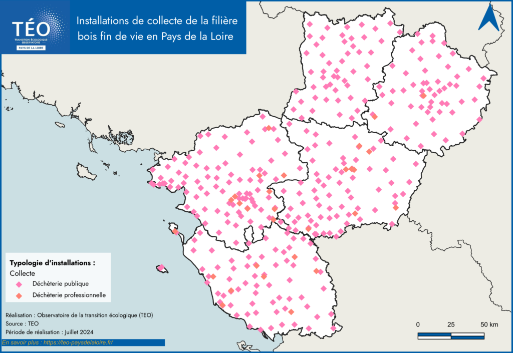 Installations de collecte déchets de bois en Pays de la Loire 2024 - Téo Pays de la Loire