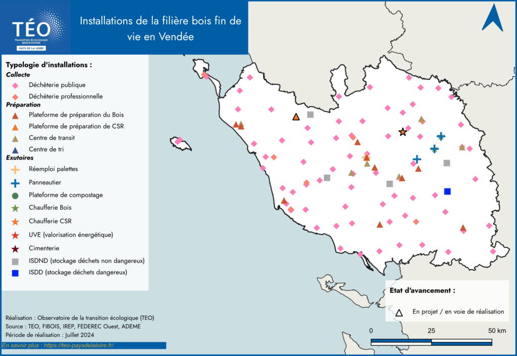 Installations de la filière bois fin de vie / déchets de bois en Vendée en 2024 - TEO Pays de la Loire