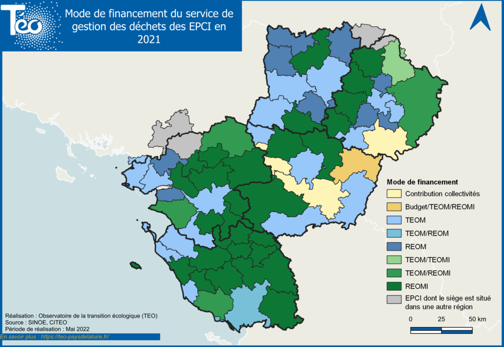 Mode de financement du service public de gestion des déchets TEO - Pays de la Loire 2021