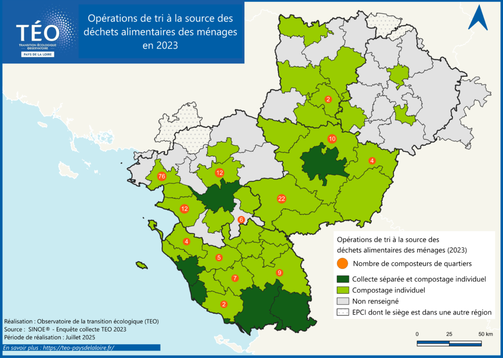 Cartographie des solutions de tri à la source des déchets alimentaires biodéchets des ménages 2023 TEO Pays de la Loire