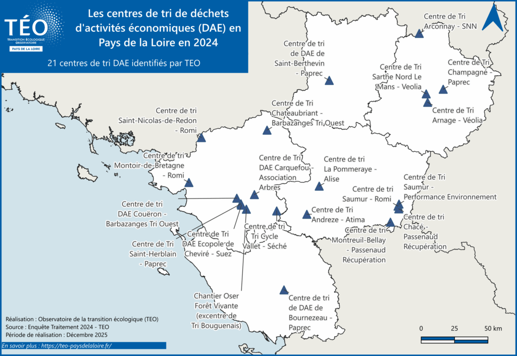 Centres de tri de déchets d'activités économiques 2024 Pays de la Loire TEO