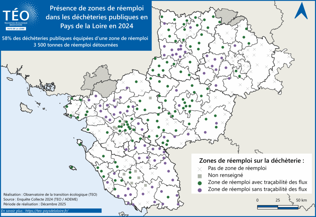 Zones de réemploi dans les déchèteries publiques en 2024 TEO Pays de la Loire