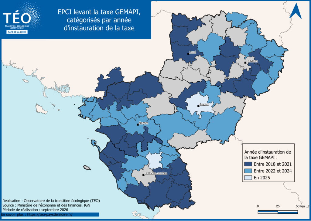 EPCI levant la taxe GEMAPI en Pays de la Loire 2025